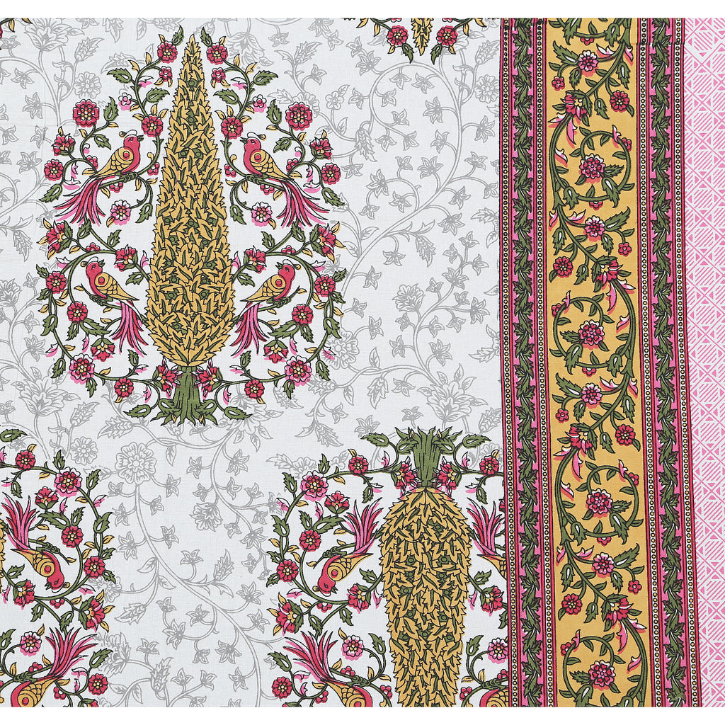 70/100 Royal Tree Motif Artistic Collection 100% Cotton Single Bedsheet with 2 Pillow Covers (70x100)