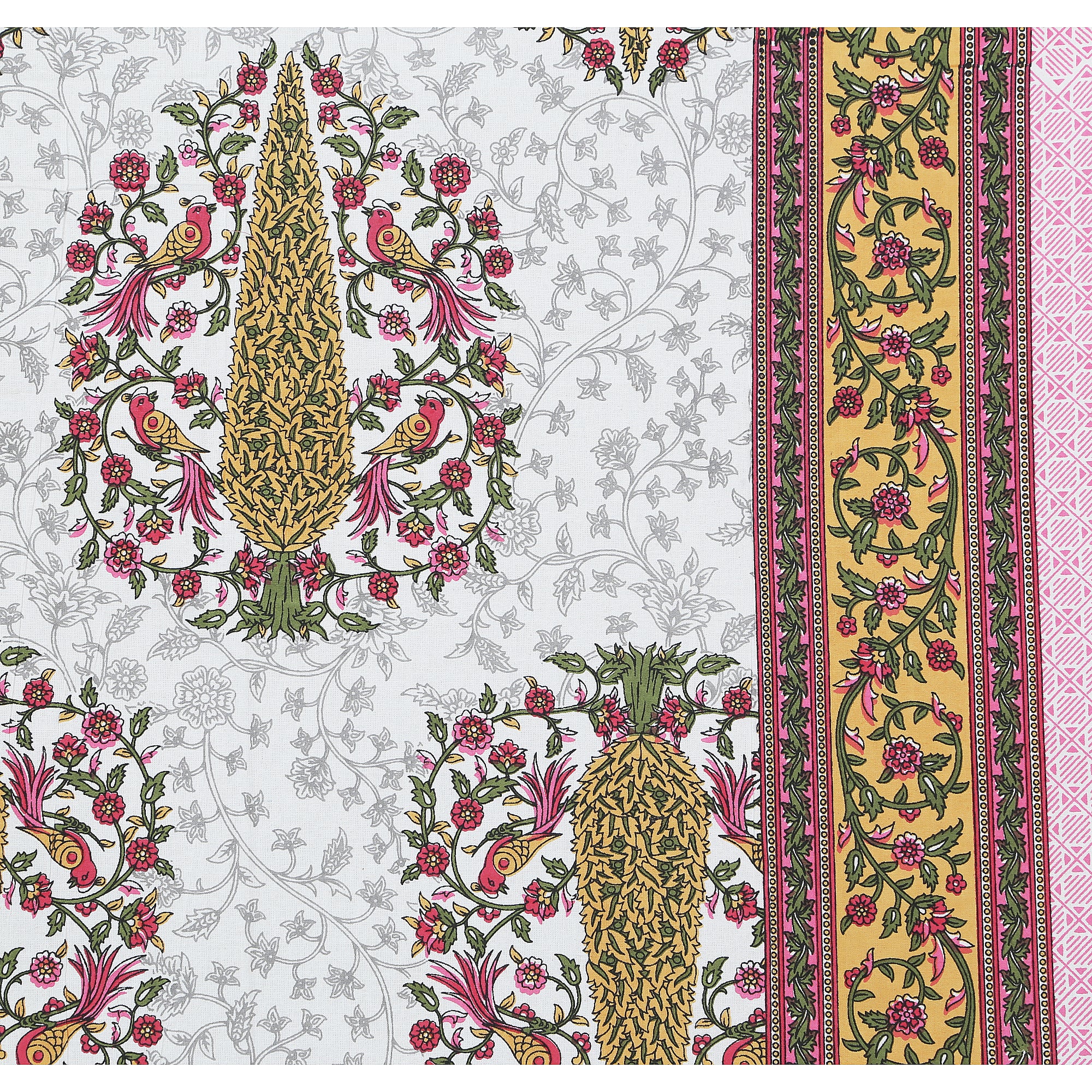 70/100 Royal Tree Motif Artistic Collection 100% Cotton Single Bedsheet with 2 Pillow Covers (70x100)