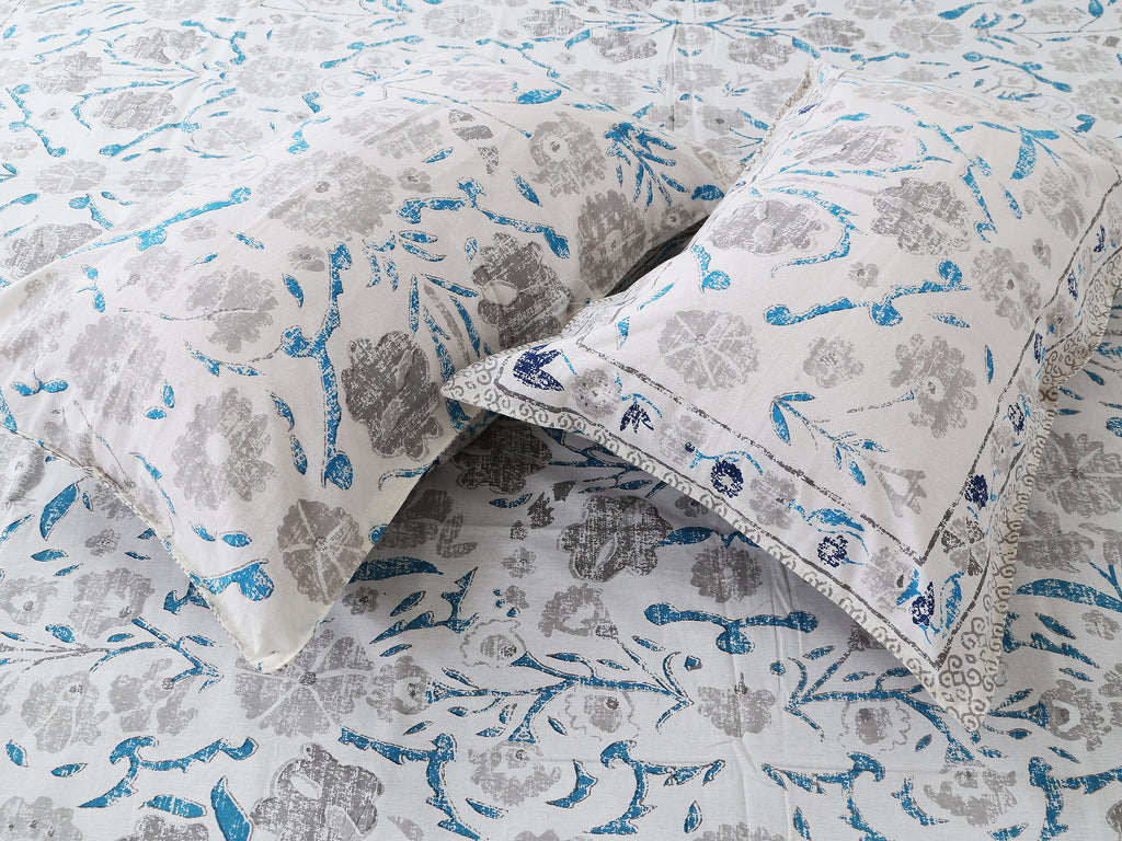 70/100 Floral Harmony Artistic Collection 100% Cotton Single Bedsheet with 2 Pillow Covers (70x100)