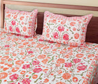 70/100 Floral Harmony Artistic Collection 100% Cotton Single Bedsheet with 2 Pillow Covers (70x100)