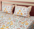 70/100 Floral Harmony Artistic Collection 100% Cotton Single Bedsheet with 2 Pillow Covers (70x100)