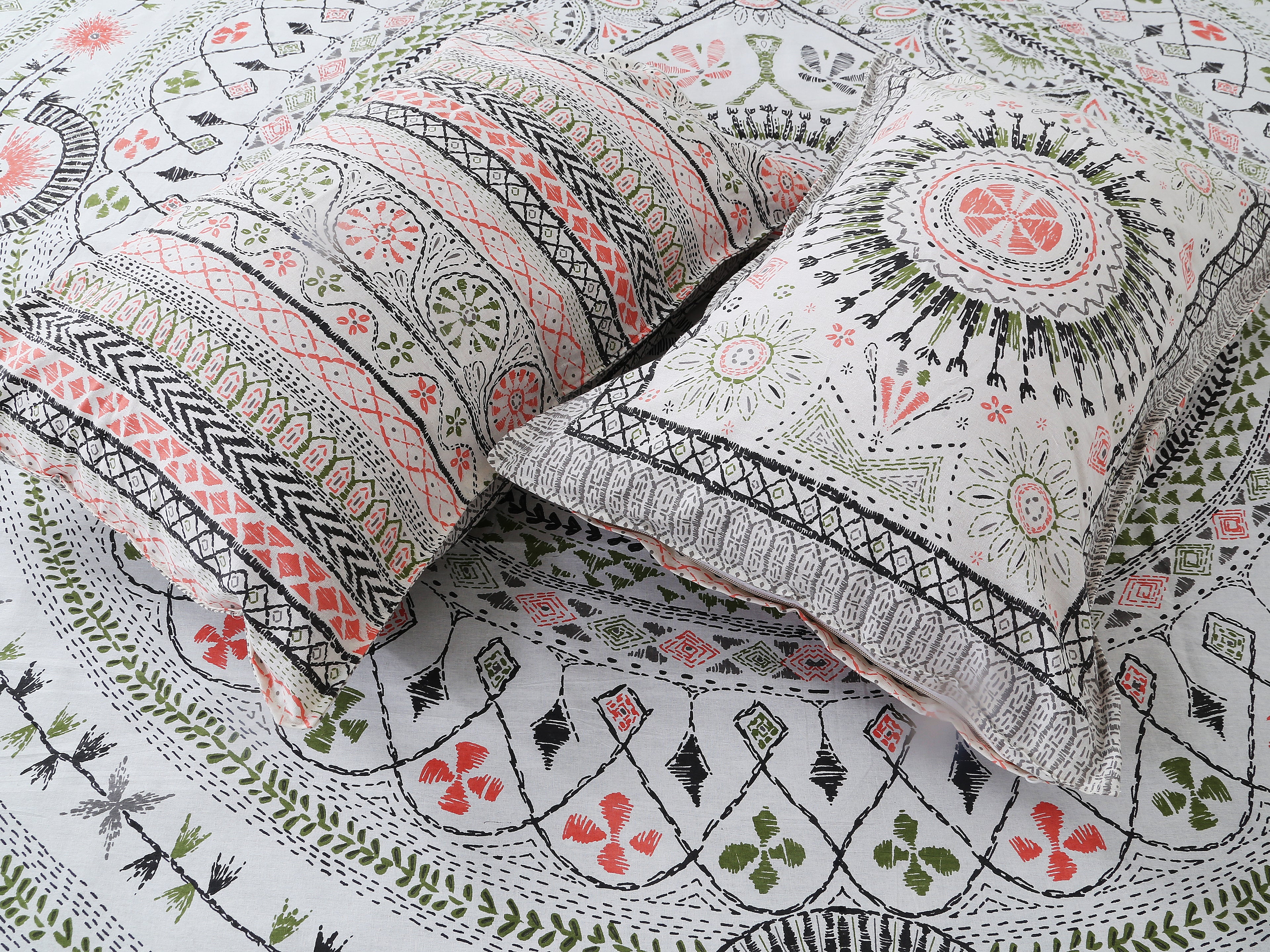 70/100 Mandala Charm Artistic Collection 100% Cotton Single Bedsheet with 2 Pillow Covers (70x100)