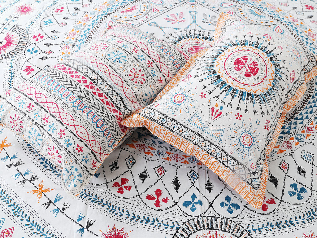 70/100 Mandala Charm Artistic Collection 100% Cotton Single Bedsheet with 2 Pillow Covers (70x100)