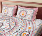 70/100 Mandala Charm Artistic Collection 100% Cotton Single Bedsheet with 2 Pillow Covers (70x100)