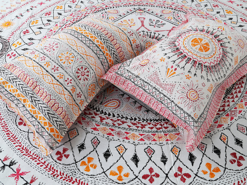 70/100 Mandala Charm Artistic Collection 100% Cotton Single Bedsheet with 2 Pillow Covers (70x100)
