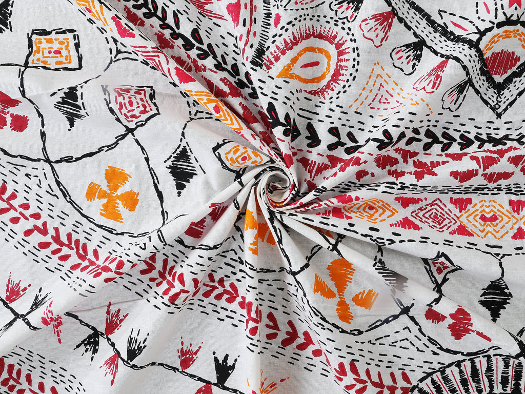 70/100 Mandala Charm Artistic Collection 100% Cotton Single Bedsheet with 2 Pillow Covers (70x100)