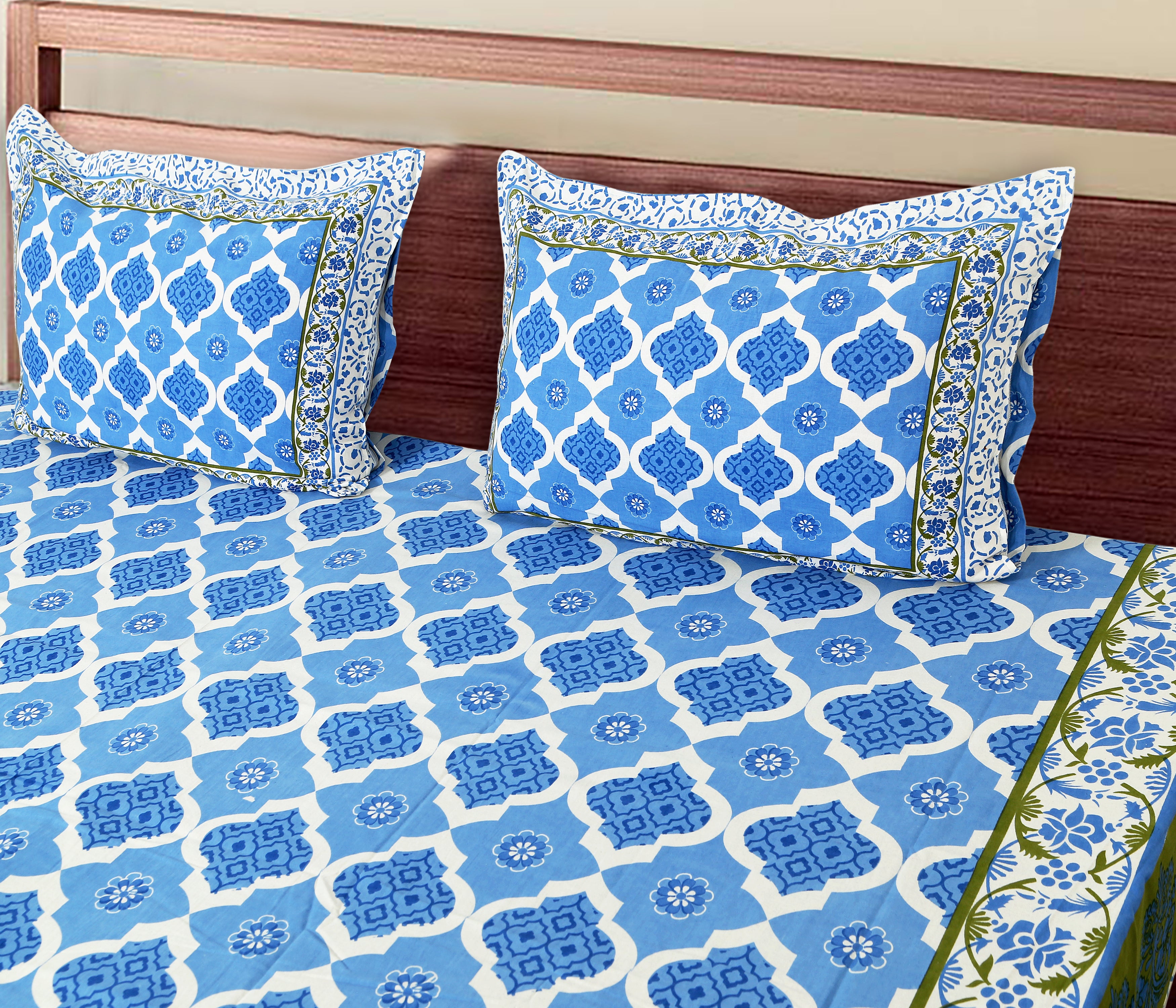 70/100 Artistic Collection Premium Cotton Single Bedsheet with 2 Pillow Covers (70x100)