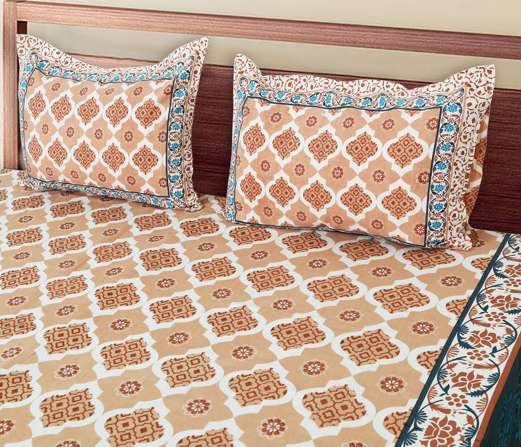 70/100 Artistic Collection Premium Cotton Single Bedsheet with 2 Pillow Covers (70x100)