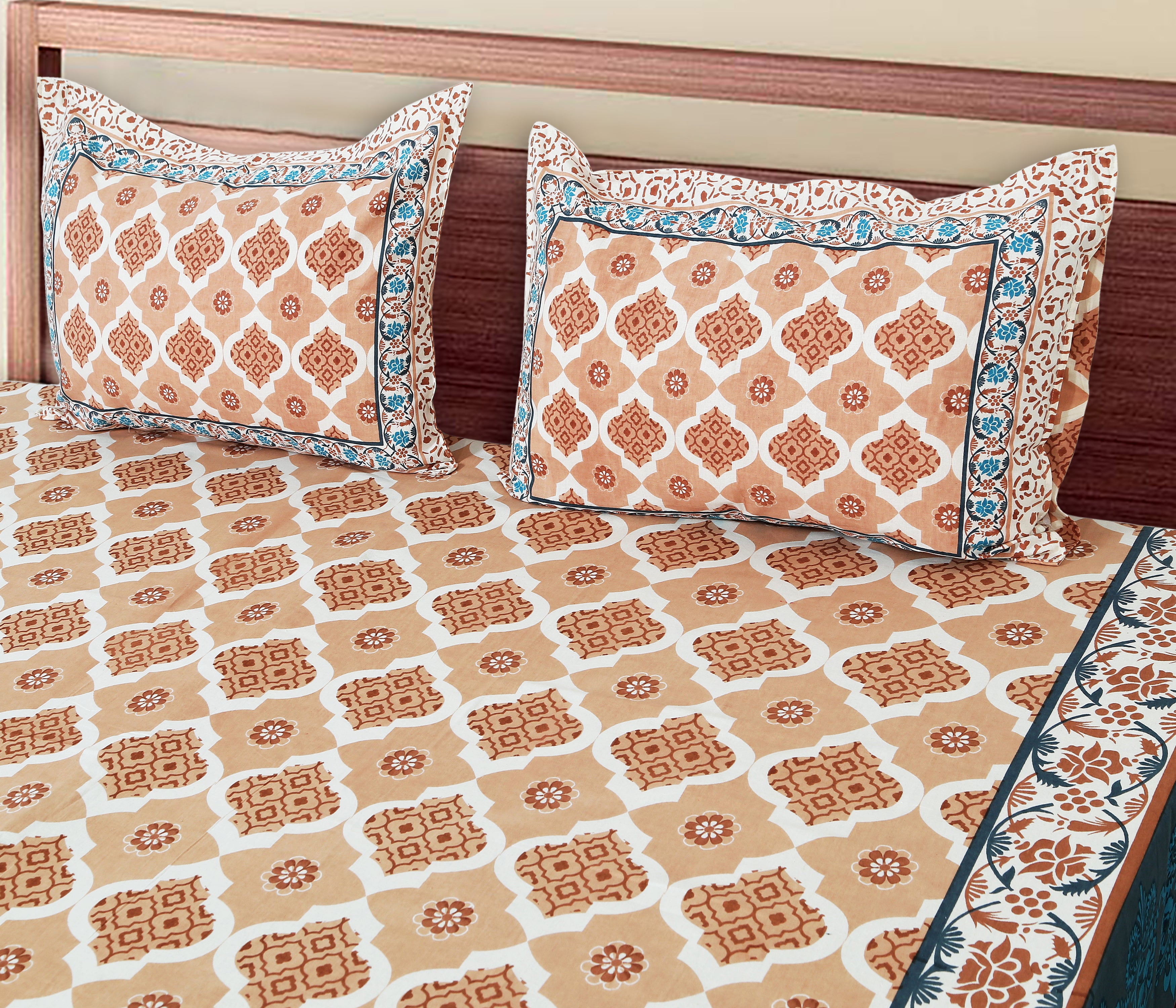 70/100 Artistic Collection Premium Cotton Single Bedsheet with 2 Pillow Covers (70x100)