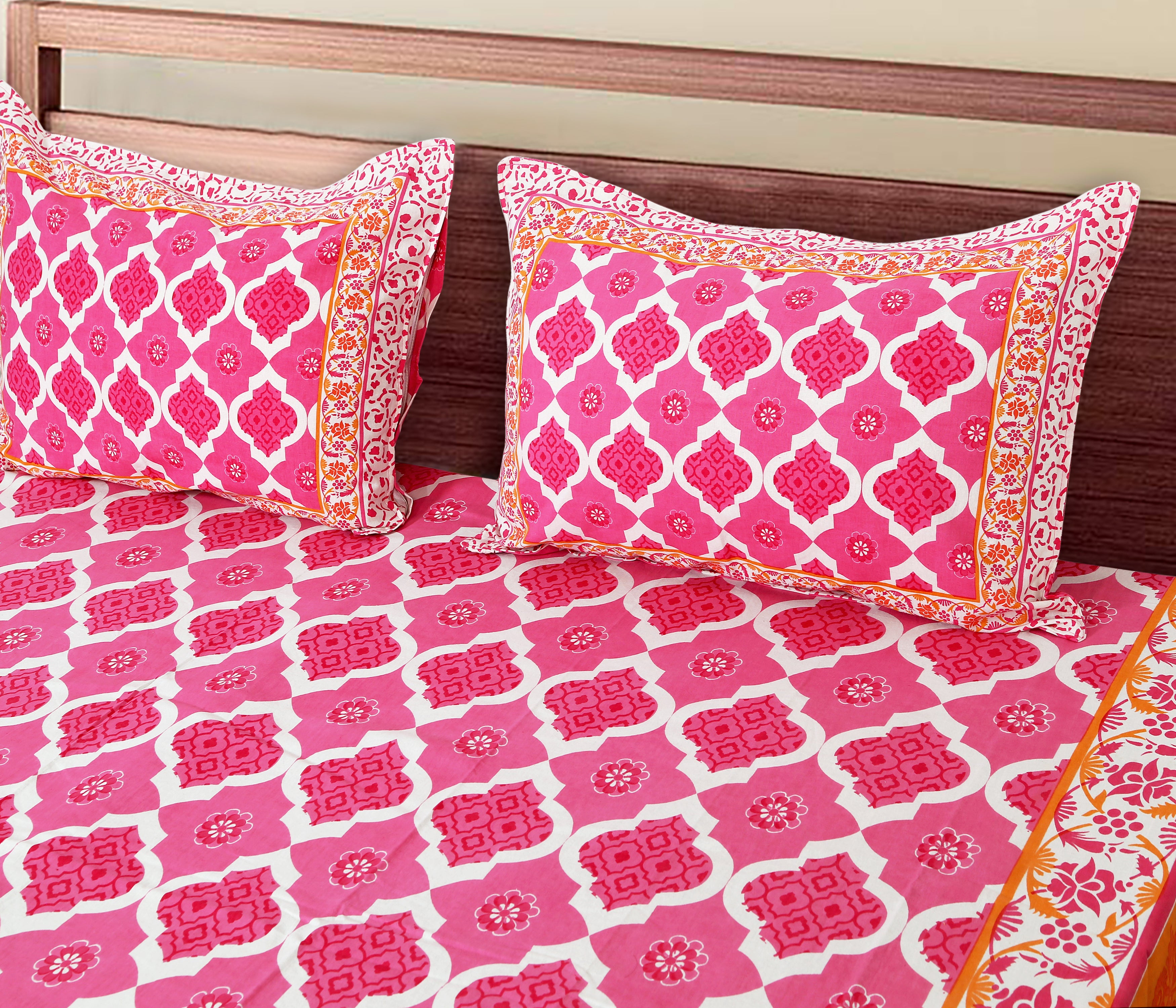 70/100 Artistic Collection Premium Cotton Single Bedsheet with 2 Pillow Covers (70x100)