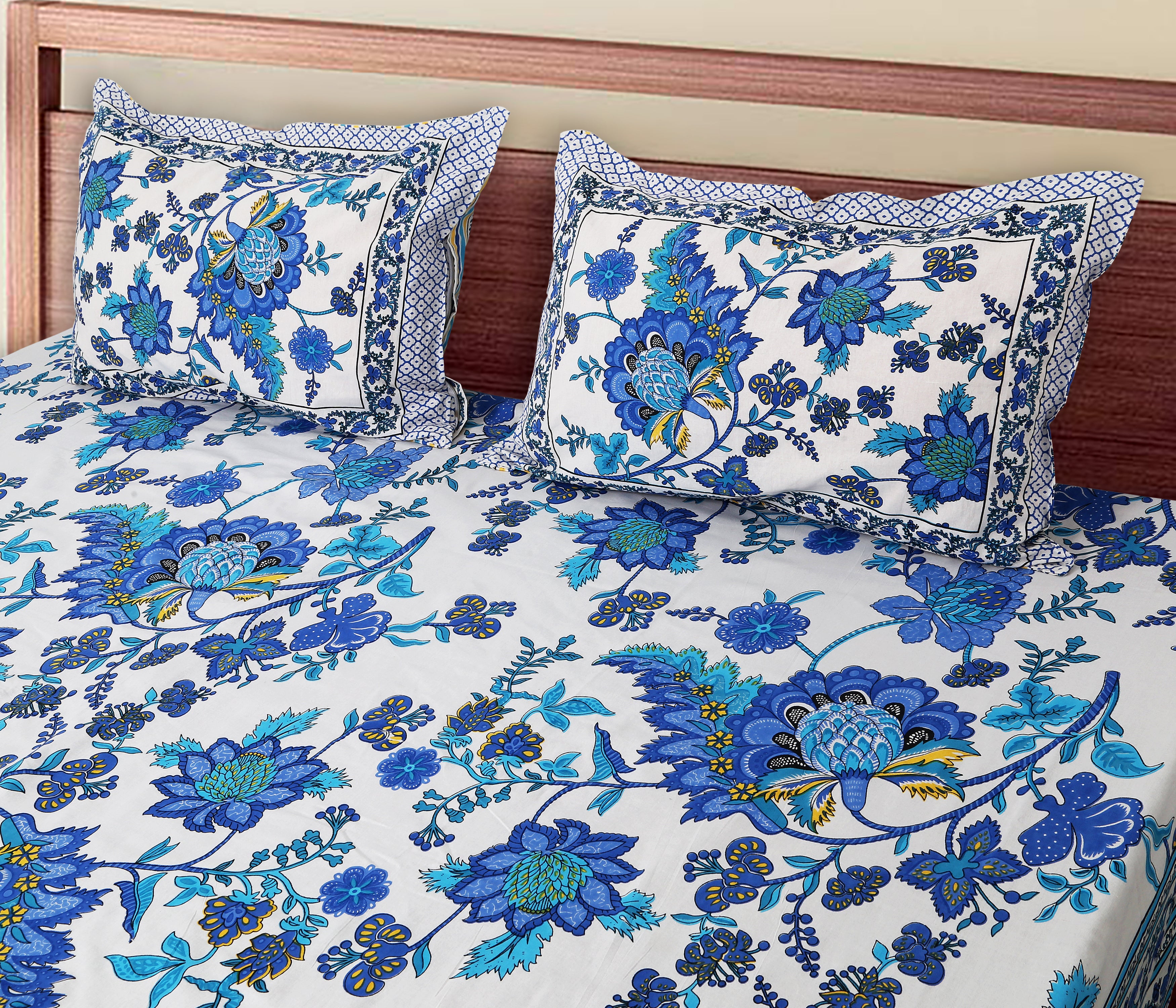 70/100 Artistic Collection Premium Cotton Single Bedsheet with 2 Pillow Covers (70x100)