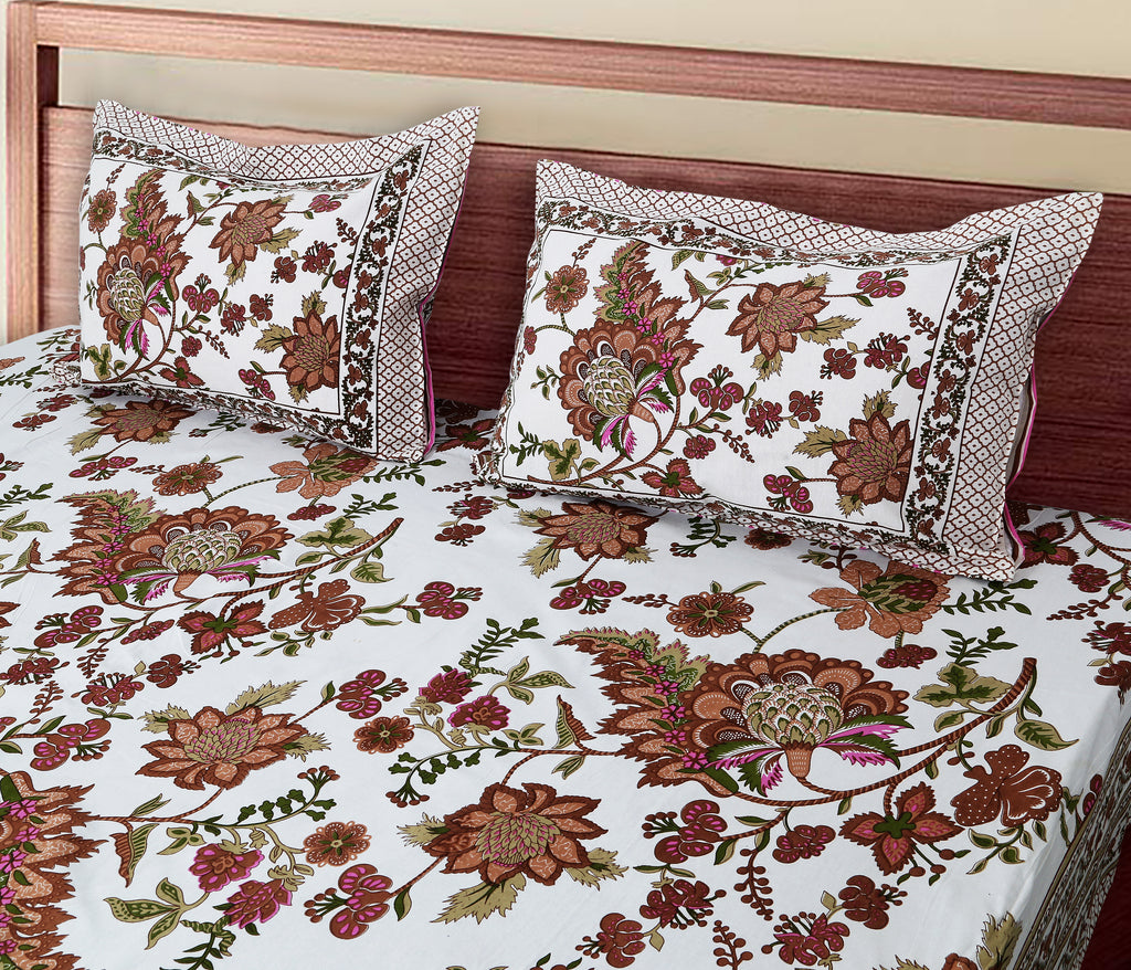 70/100 Artistic Collection Premium Cotton Single Bedsheet with 2 Pillow Covers (70x100)