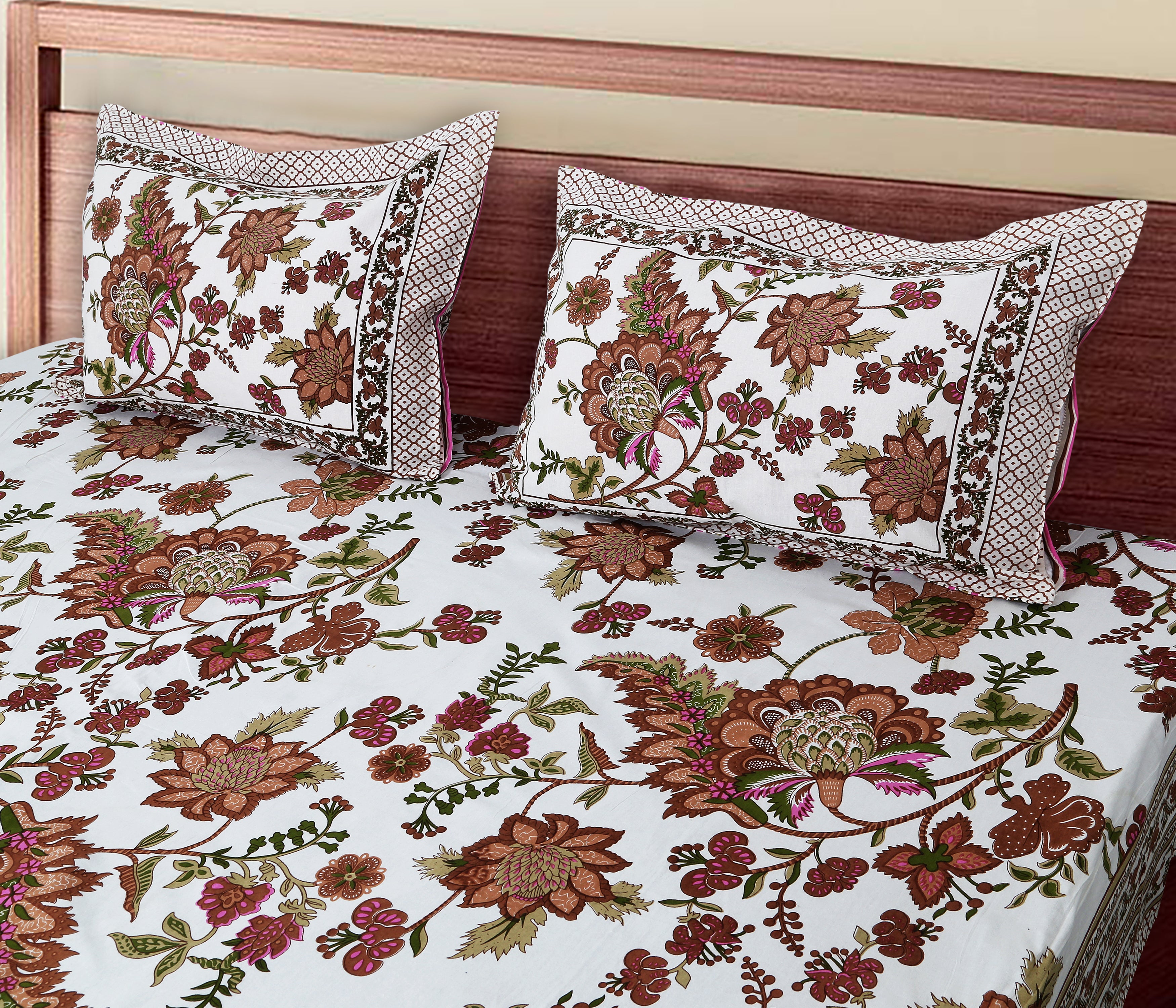 70/100 Artistic Collection Premium Cotton Single Bedsheet with 2 Pillow Covers (70x100)