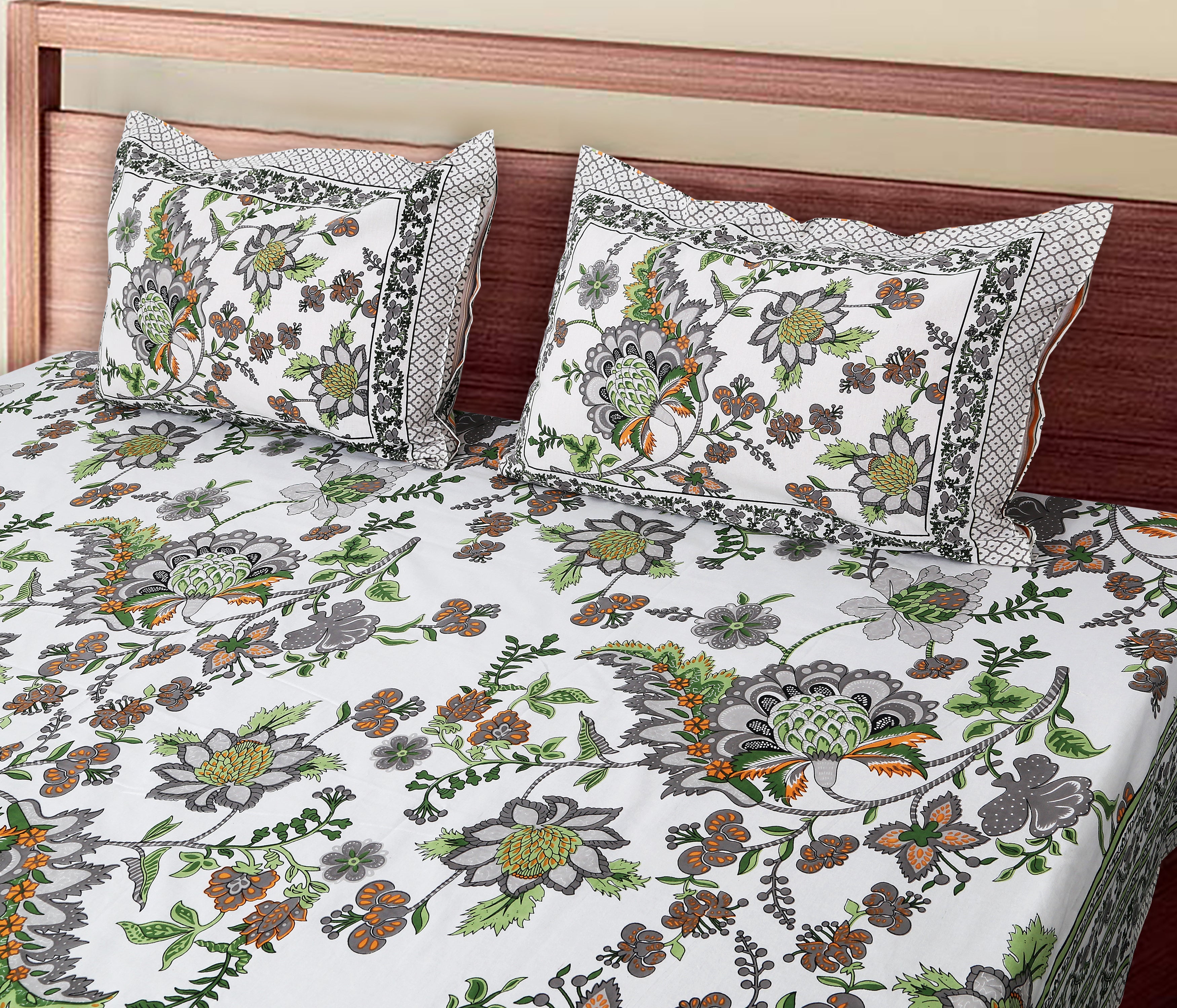 70/100 Artistic Collection Premium Cotton Single Bedsheet with 2 Pillow Covers (70x100)