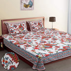 70/100 Artistic Collection Premium Cotton Single Bedsheet with 2 Pillow Covers (70x100)
