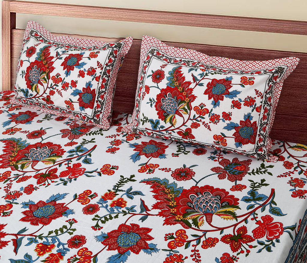 70/100 Artistic Collection Premium Cotton Single Bedsheet with 2 Pillow Covers (70x100)