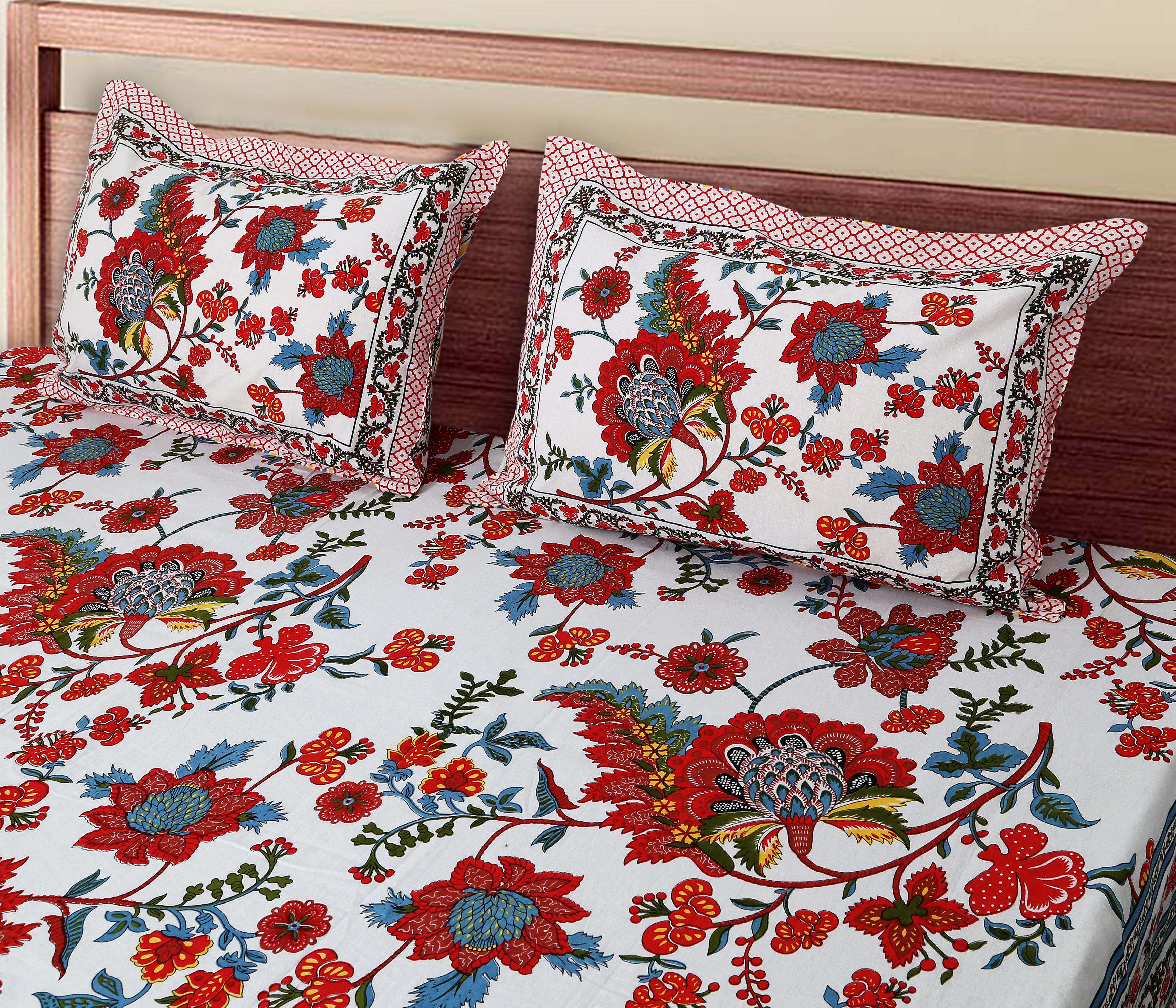 70/100 Artistic Collection Premium Cotton Single Bedsheet with 2 Pillow Covers (70x100)