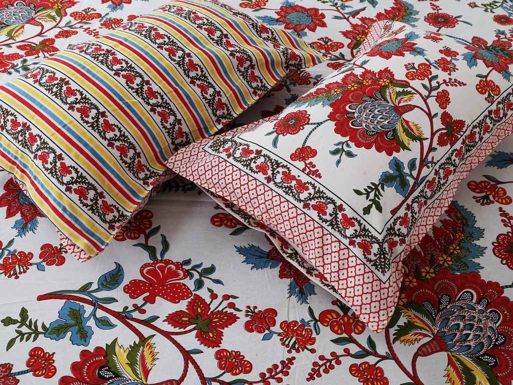 70/100 Artistic Collection Premium Cotton Single Bedsheet with 2 Pillow Covers (70x100)