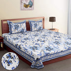 Artistic Collection Floral Print Cotton Bedsheet with 2 Pillow Covers | Premium 70x100 Inches
