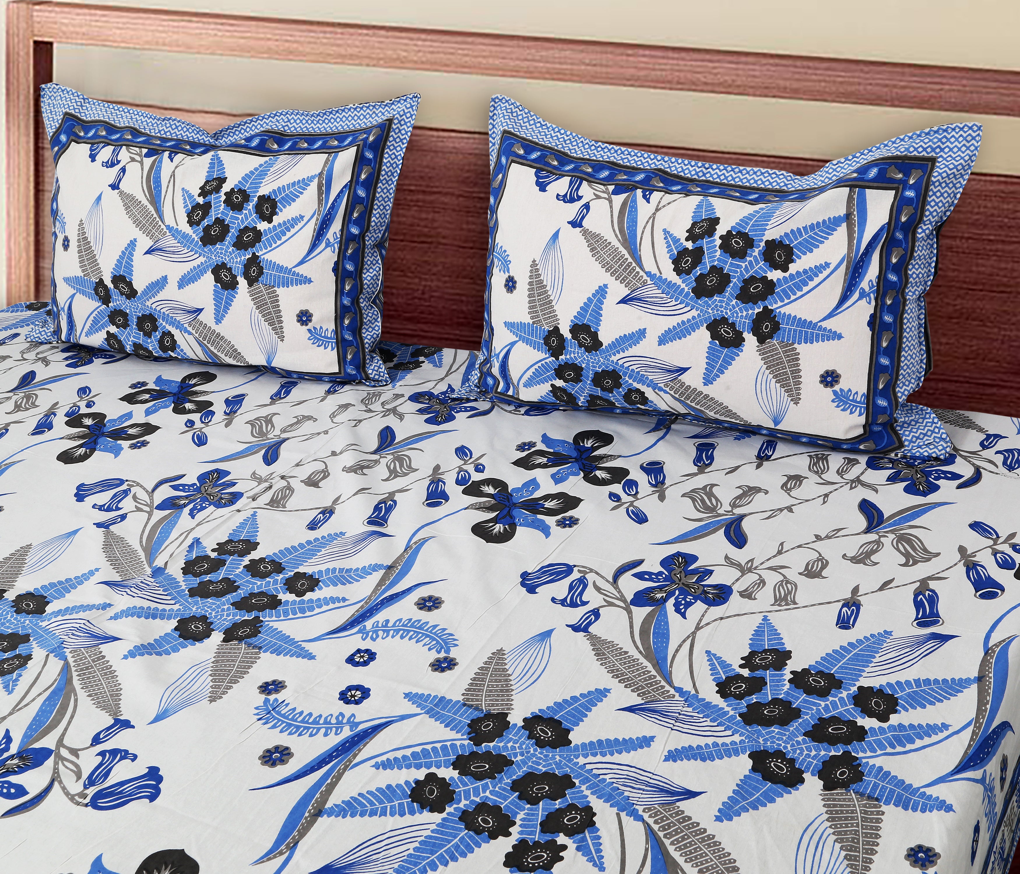 Artistic Collection Floral Print Cotton Bedsheet with 2 Pillow Covers | Premium 70x100 Inches
