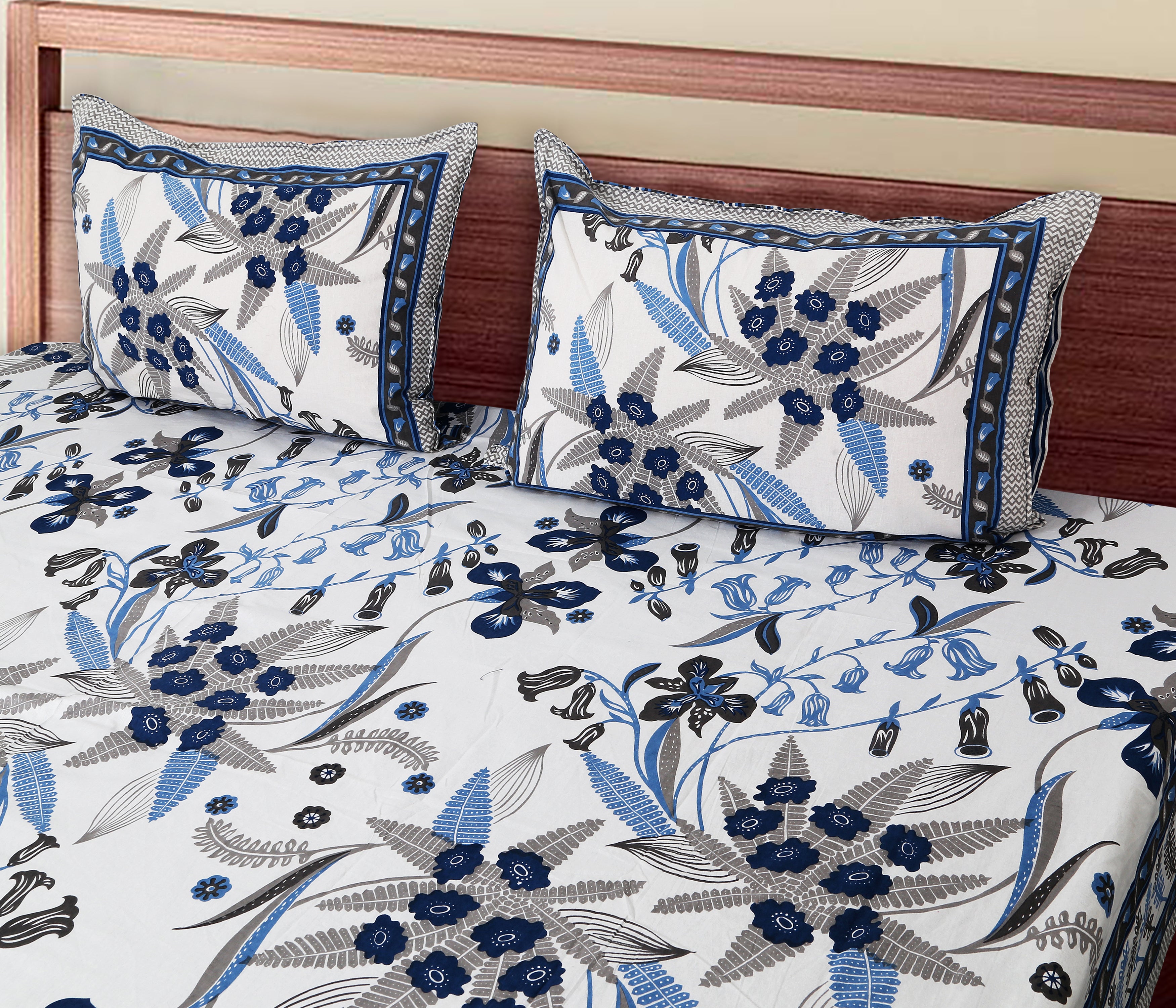 Artistic Collection Floral Print Cotton Bedsheet with 2 Pillow Covers | Premium 70x100 Inches