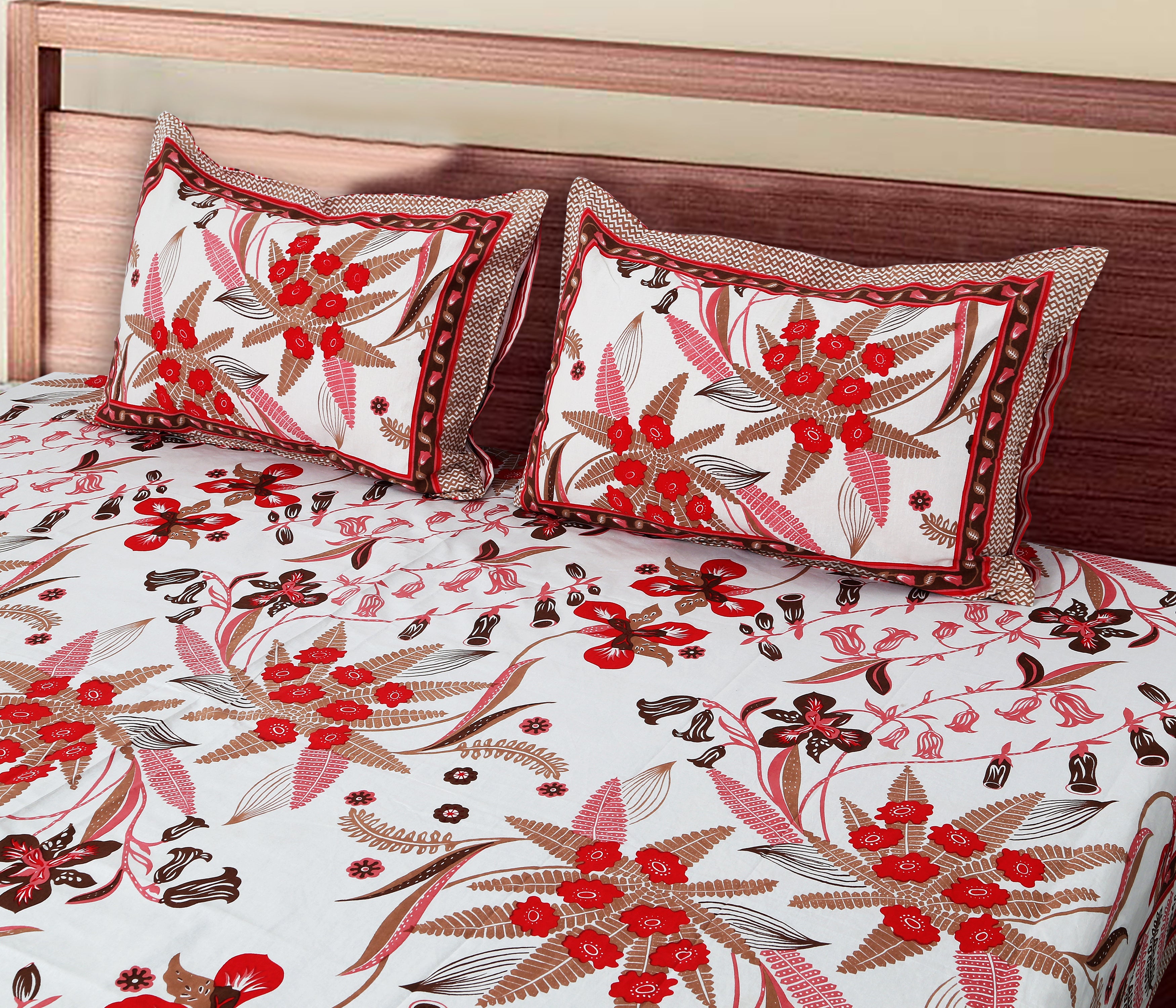 Artistic Collection Floral Print Cotton Bedsheet with 2 Pillow Covers | Premium 70x100 Inches