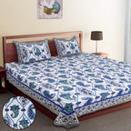 Artistic Collection Paisley Pattern Cotton Single Bedsheet with 2 Pillow Covers | Premium 70x100 Inches