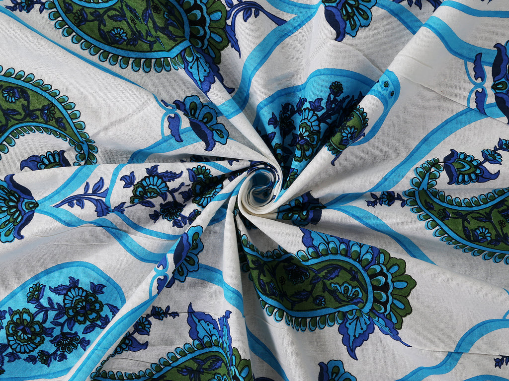 Artistic Collection Paisley Pattern Cotton Single Bedsheet with 2 Pillow Covers | Premium 70x100 Inches