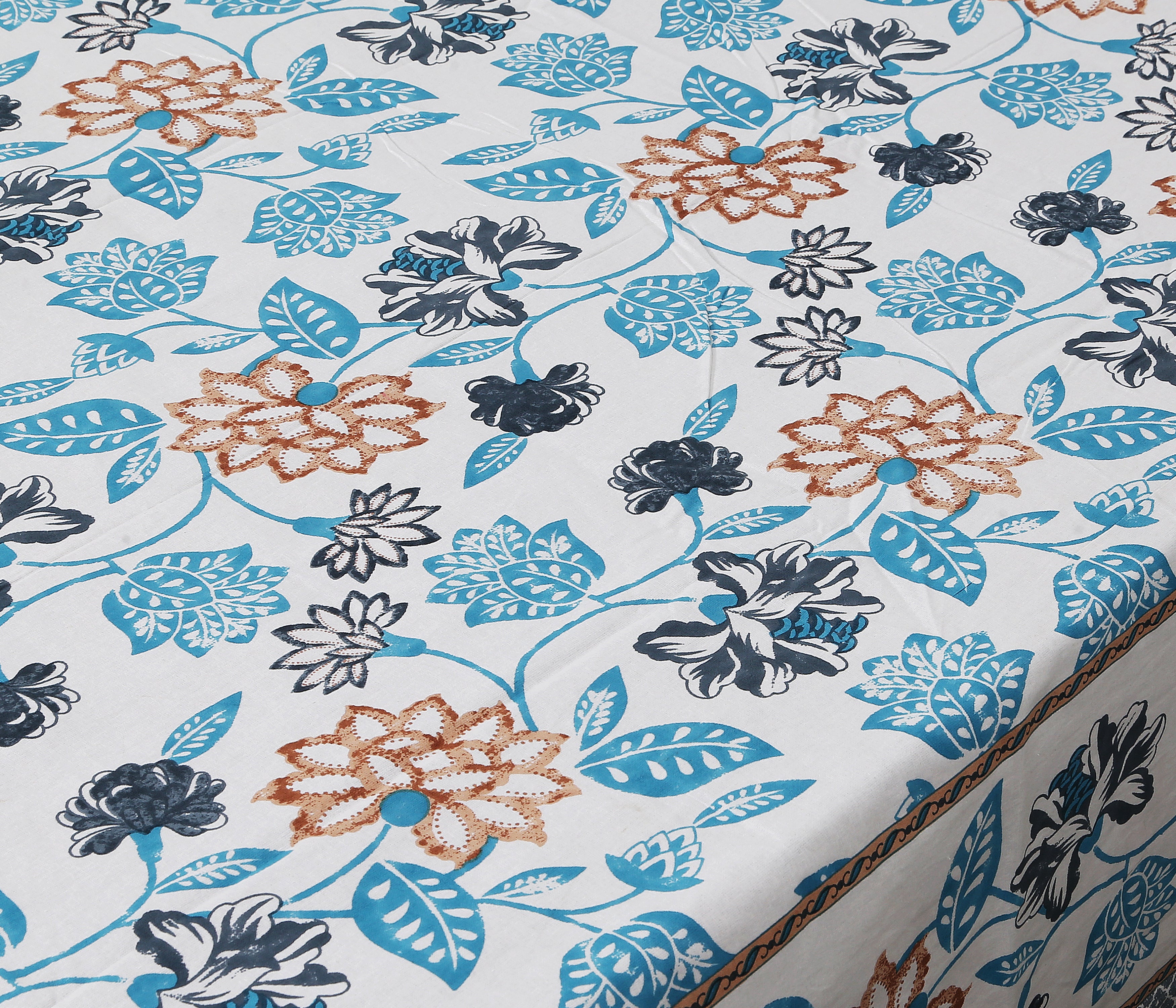 Artistic Floral Cotton Bedsheet Set | 100% Cotton | 70x100 Inches with 2 Pillow Covers