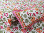 Artistic Floral Cotton Bedsheet Set | 100% Cotton | 70x100 Inches with 2 Pillow Covers
