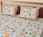 Artistic Floral Cotton Bedsheet Set | 100% Cotton | 70x100 Inches with 2 Pillow Covers