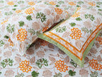 Artistic Floral Cotton Bedsheet Set | 100% Cotton | 70x100 Inches with 2 Pillow Covers