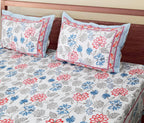 Artistic Floral Cotton Bedsheet Set | 100% Cotton | 70x100 Inches with 2 Pillow Covers