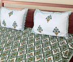Eco Collection Cotton Double Bedsheet with Pillow Covers | Ethnic Block Print | 90x100 Inches