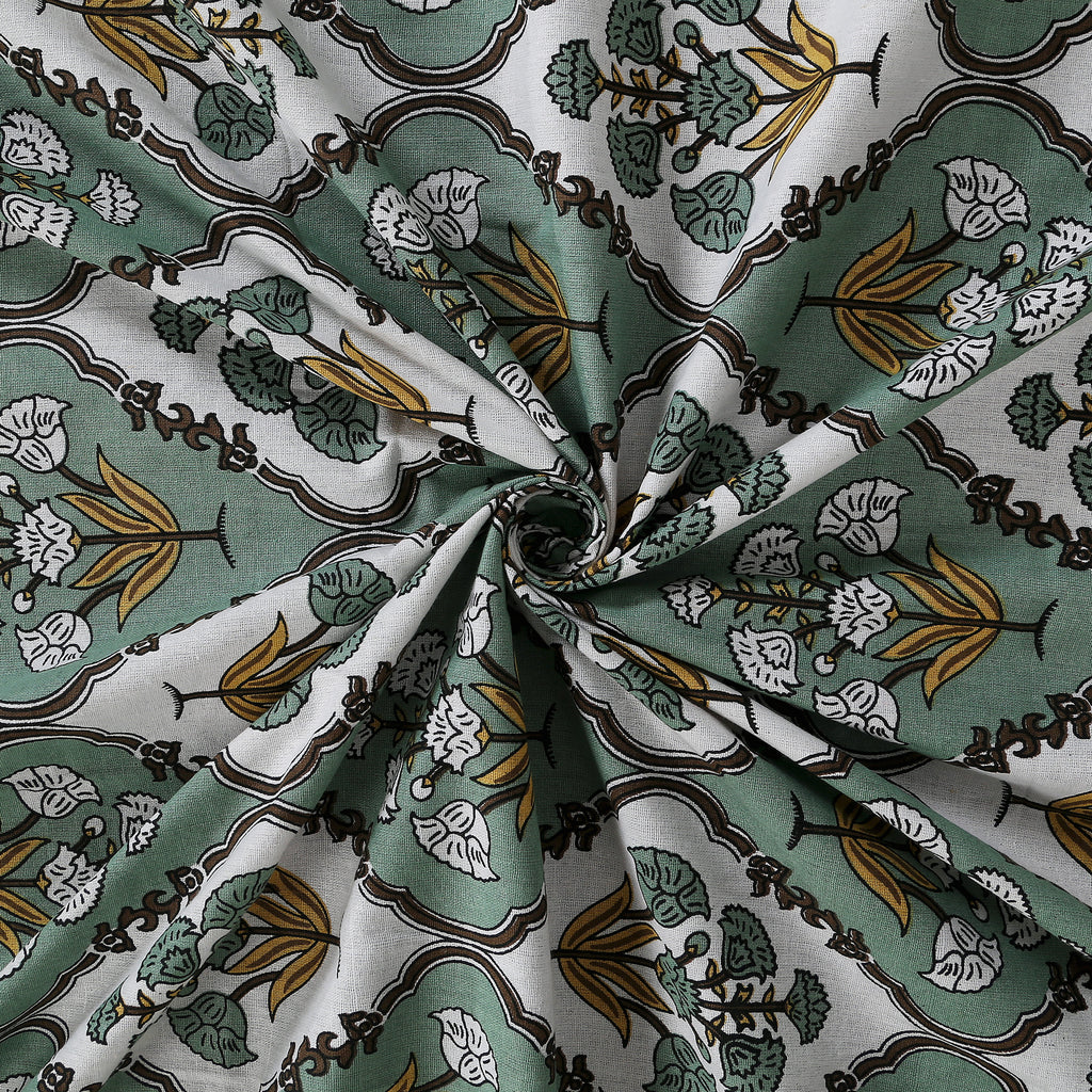 Eco Collection Cotton Double Bedsheet with Pillow Covers | Ethnic Block Print | 90x100 Inches