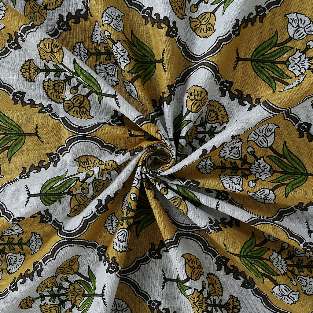Eco Collection Cotton Double Bedsheet with Pillow Covers | Ethnic Block Print | 90x100 Inches