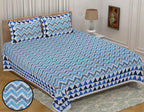 Eco Collection Cotton Double Bedsheet with Pillow Covers | Geometric Chevron Print | 90x100 Inches