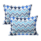 Eco Collection Cotton Double Bedsheet with Pillow Covers | Geometric Chevron Print | 90x100 Inches