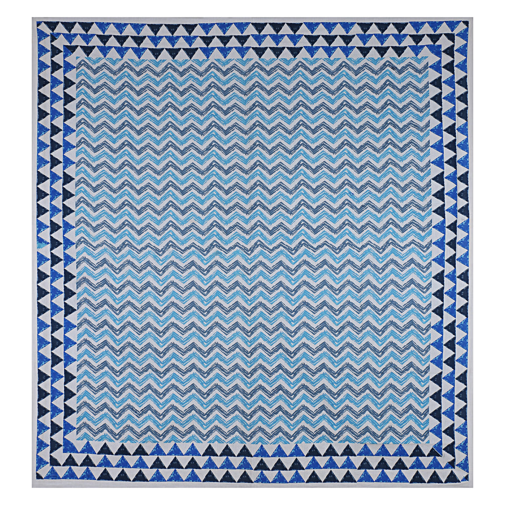 Eco Collection Cotton Double Bedsheet with Pillow Covers | Geometric Chevron Print | 90x100 Inches