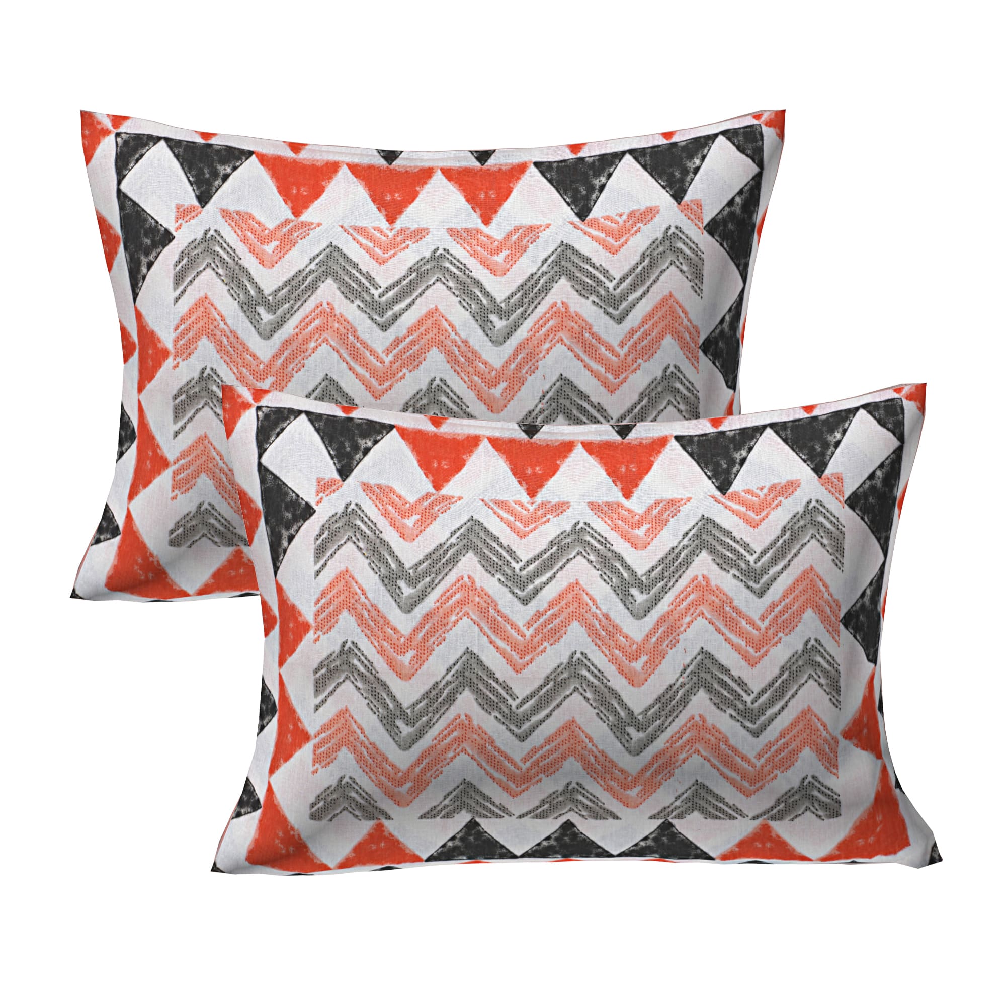 Eco Collection Cotton Double Bedsheet with Pillow Covers | Geometric Chevron Print | 90x100 Inches