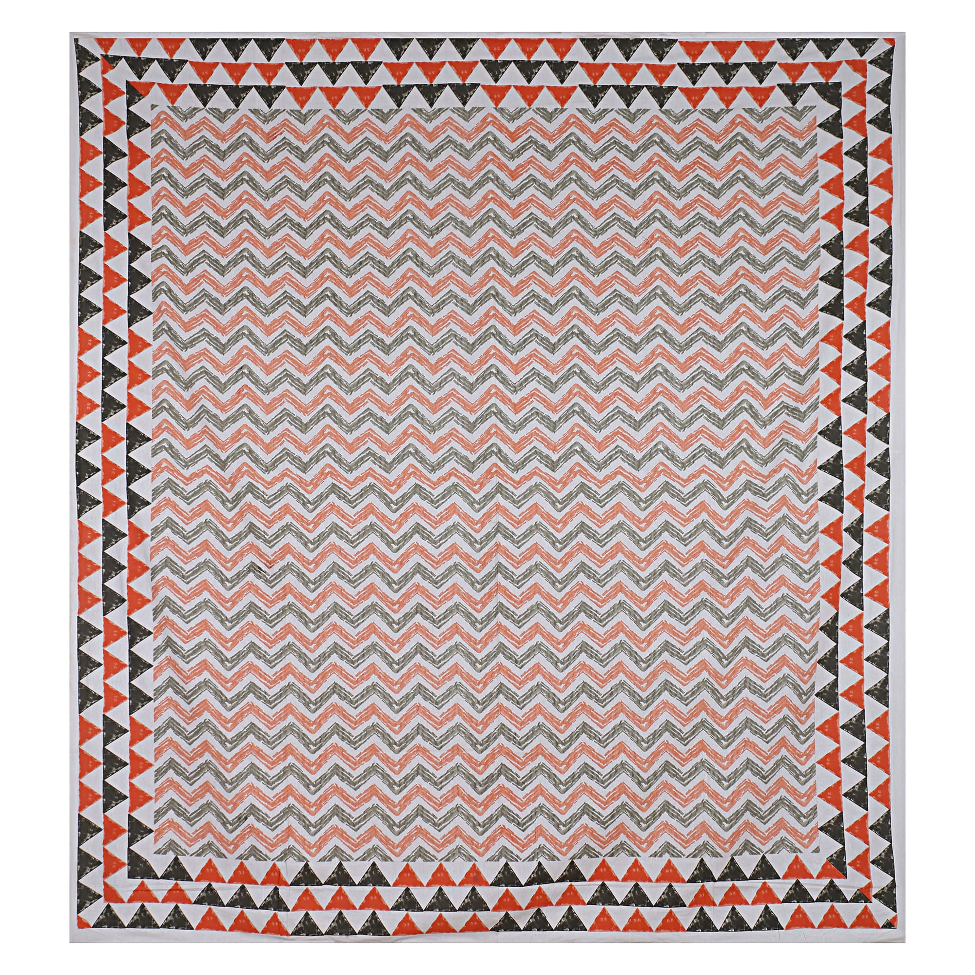 Eco Collection Cotton Double Bedsheet with Pillow Covers | Geometric Chevron Print | 90x100 Inches