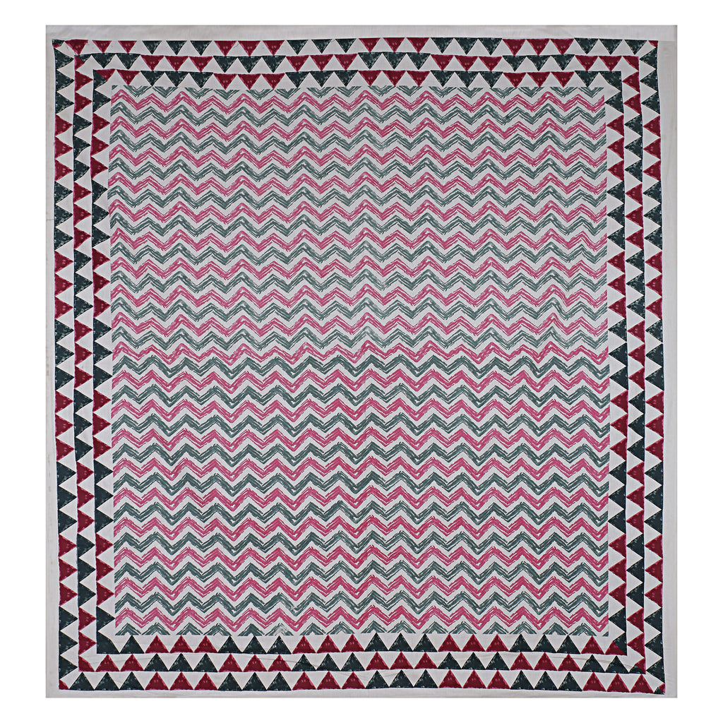 Eco Collection Cotton Double Bedsheet with Pillow Covers | Geometric Chevron Print | 90x100 Inches