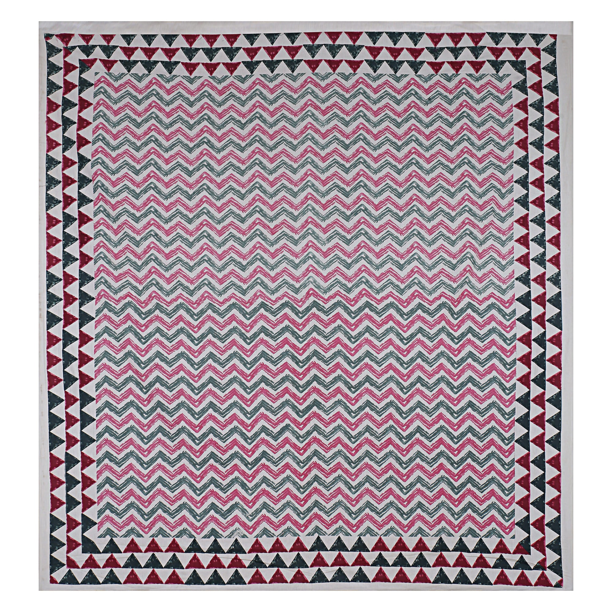 Eco Collection Cotton Double Bedsheet with Pillow Covers | Geometric Chevron Print | 90x100 Inches