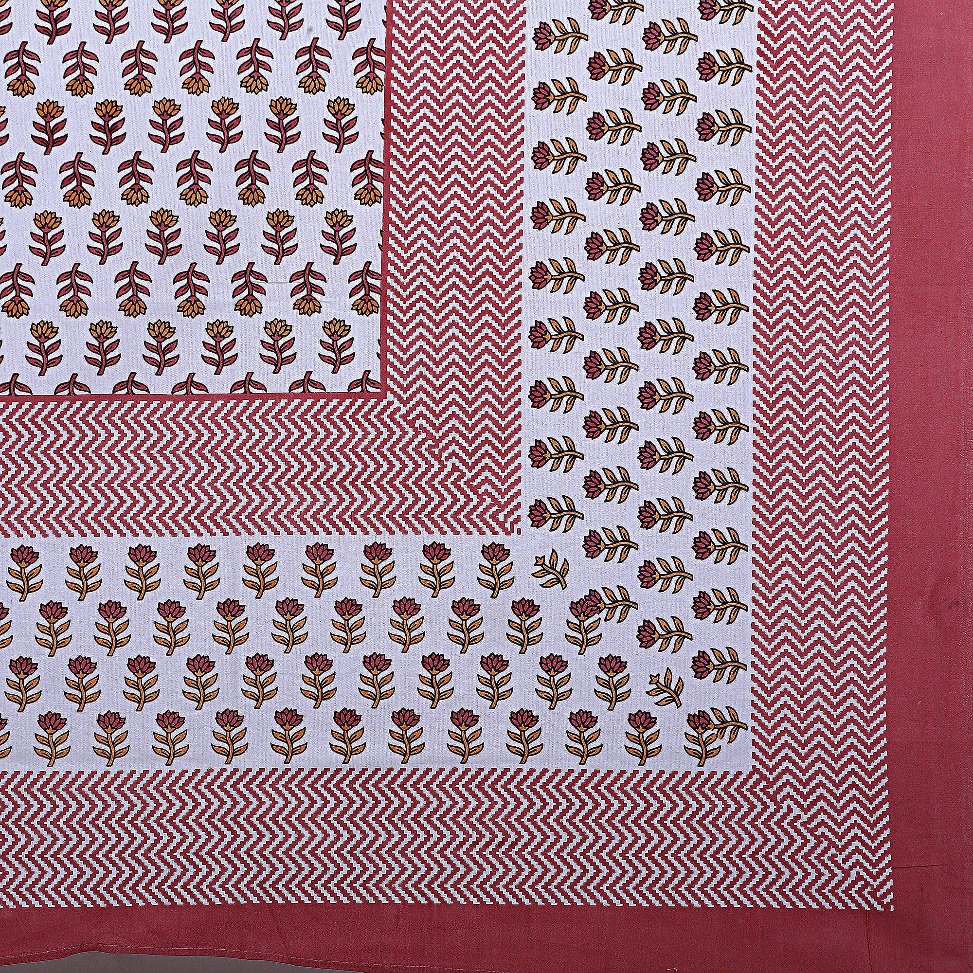 Eco Collection Cotton Double Bedsheet with Pillow Covers | Floral Print | 90x100 Inches