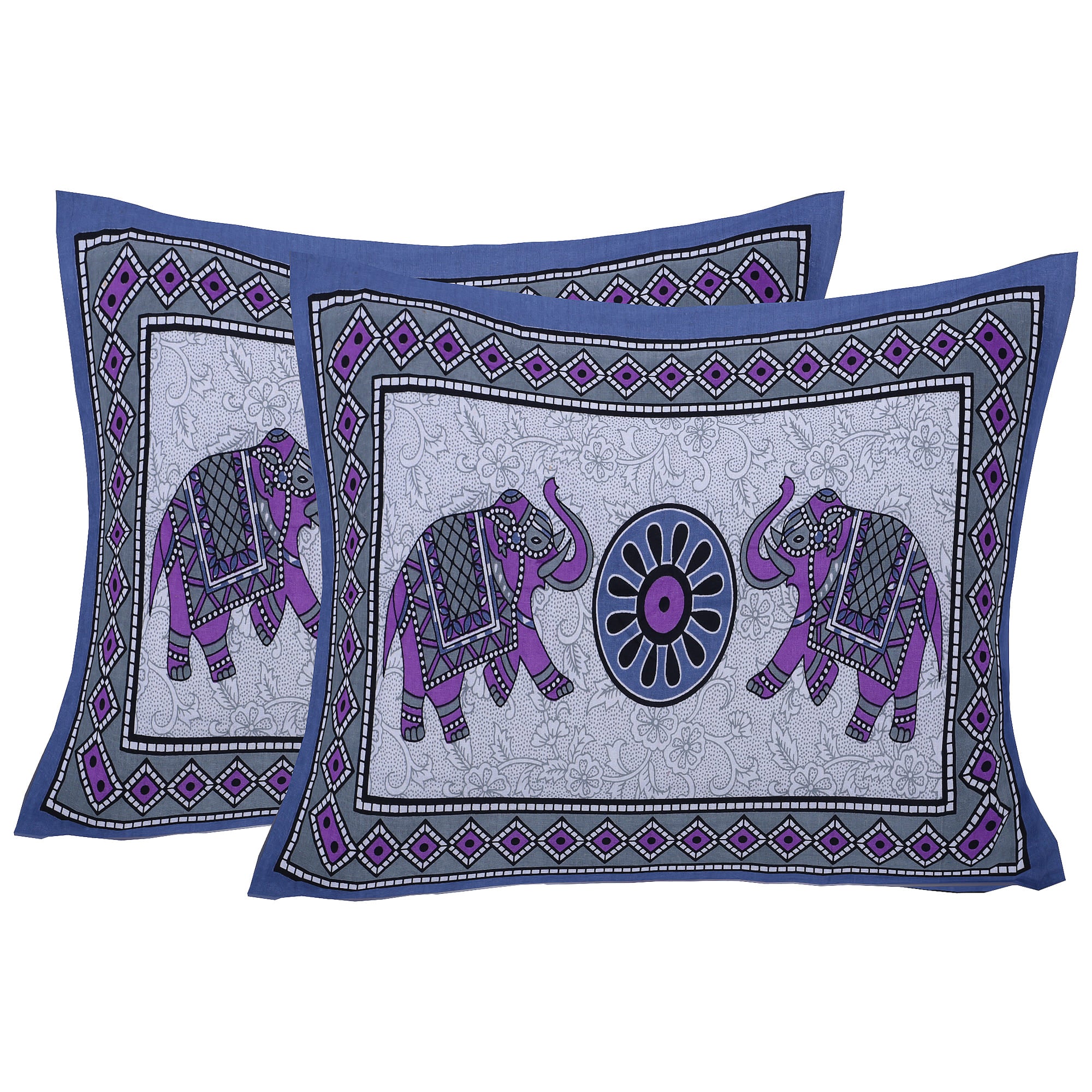 Eco Collection Cotton Double Bedsheet with Pillow Covers | Elephant & Mandala Print | 90x100 Inches