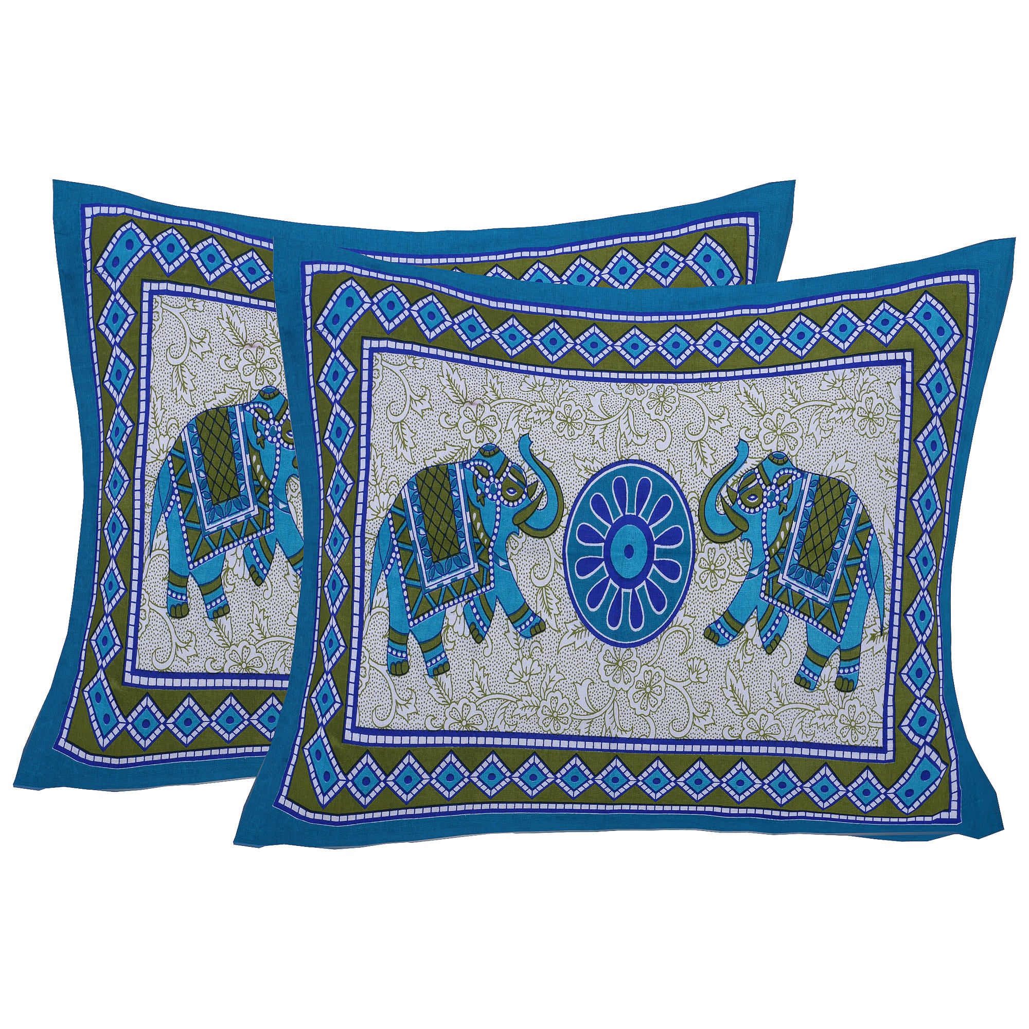 Eco Collection Cotton Double Bedsheet with Pillow Covers | Elephant & Mandala Print | 90x100 Inches