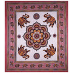 Eco Collection Cotton Double Bedsheet with Pillow Covers | Elephant & Mandala Print | 90x100 Inches