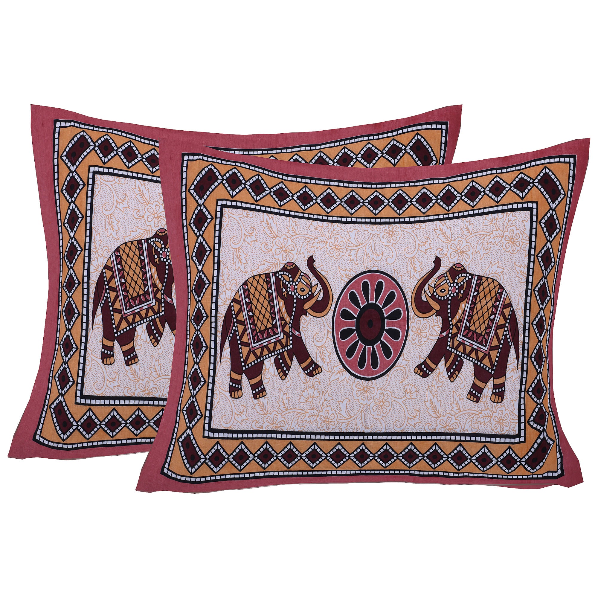 Eco Collection Cotton Double Bedsheet with Pillow Covers | Elephant & Mandala Print | 90x100 Inches