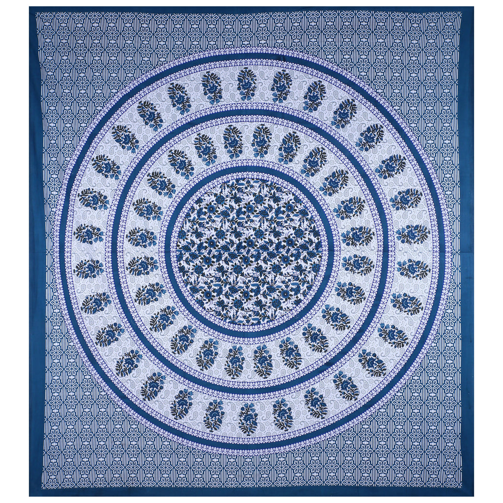 Eco Collection Cotton Double Bedsheet with Pillow Covers | Mandala Print | 90x100 Inches