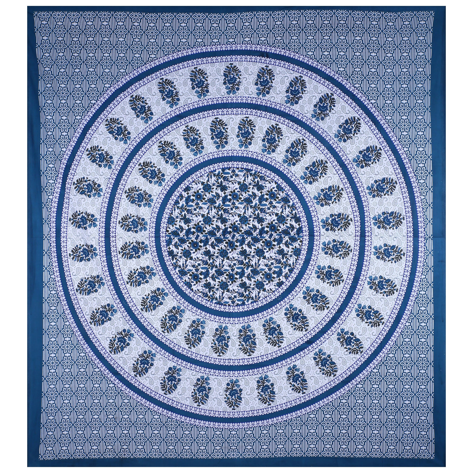 Eco Collection Cotton Double Bedsheet with Pillow Covers | Mandala Print | 90x100 Inches